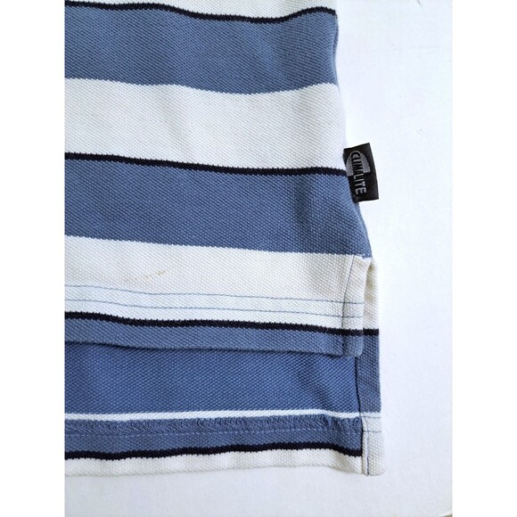 Adidas Striped Polo Shirt Golf Golf Climalite Men's Medium Logo Blue White - Picture 5 of 9